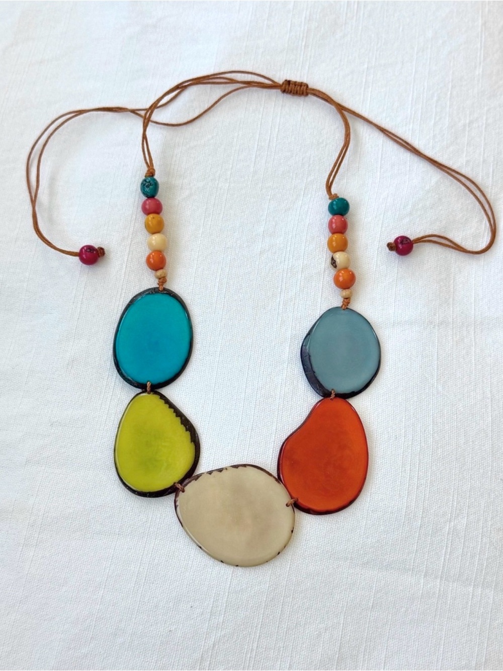 TAGUA NECKLACE Artisan Handmade Natural Jewelry Amazon Rainforest Rainbow NEW